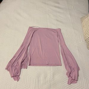 Off-the shoulder long sleeve purple top